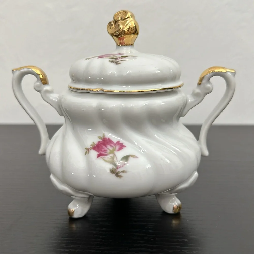Lefton Porcelain Hand Painted Footed Sugar Bowl NE 3476
